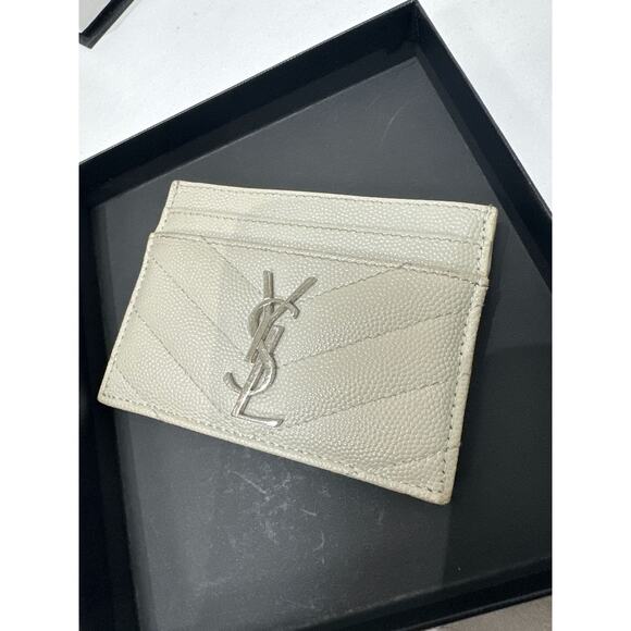 Saint Laurent Monogram Leather Card Holder - Good Condition with Box